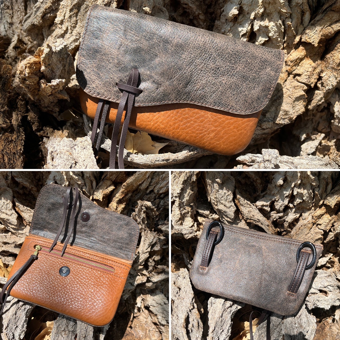 Hipster - Leather Phone Case/ speckled brown over saddle tan