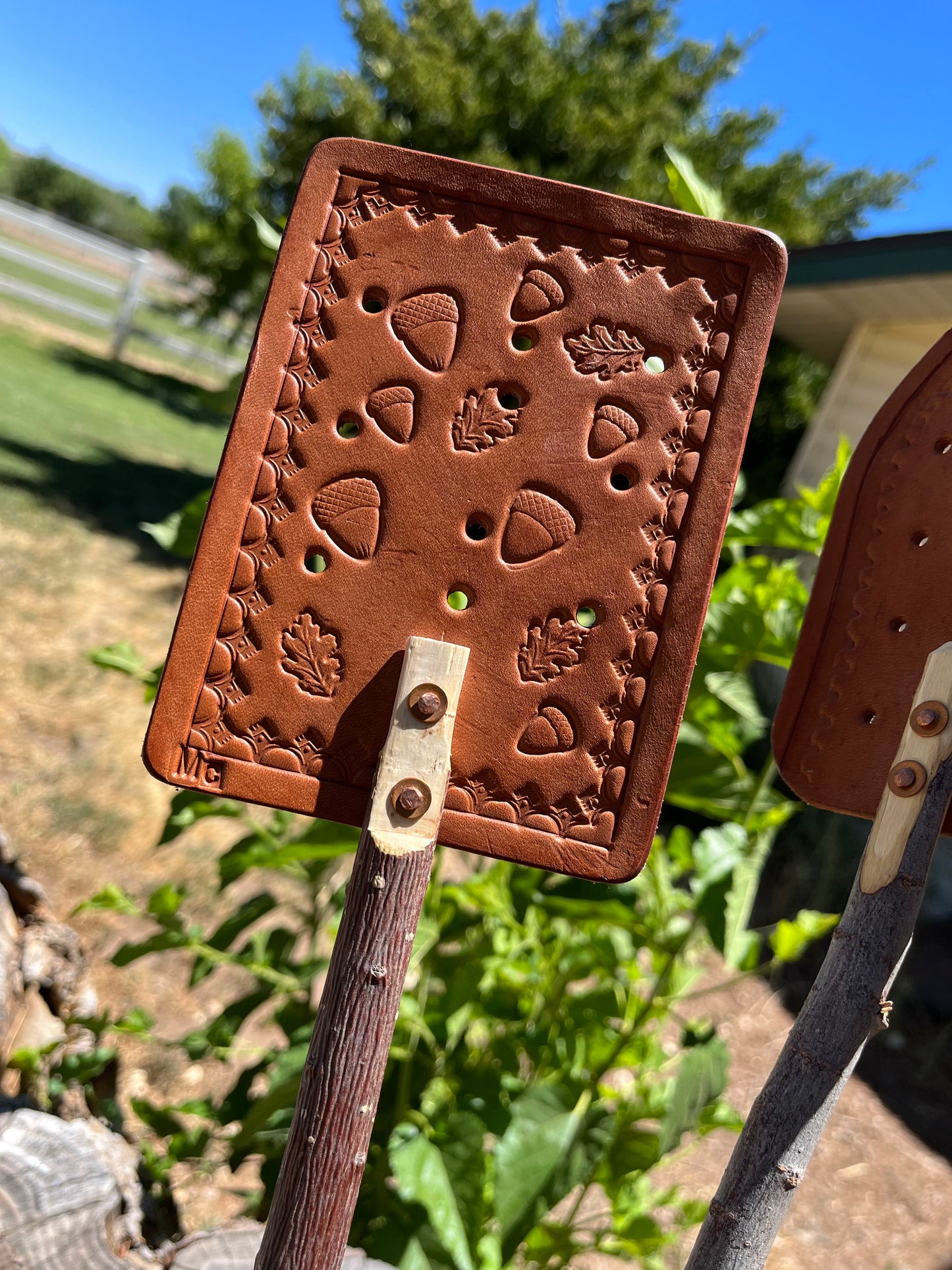 Leather Fly Swatter - Acorn