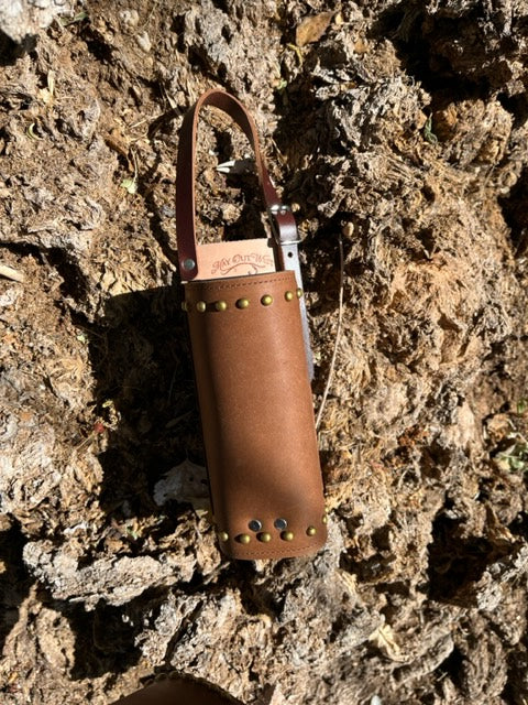 Water Hole Spot Border Solid: Premium Leather Saddle Bottle Holder