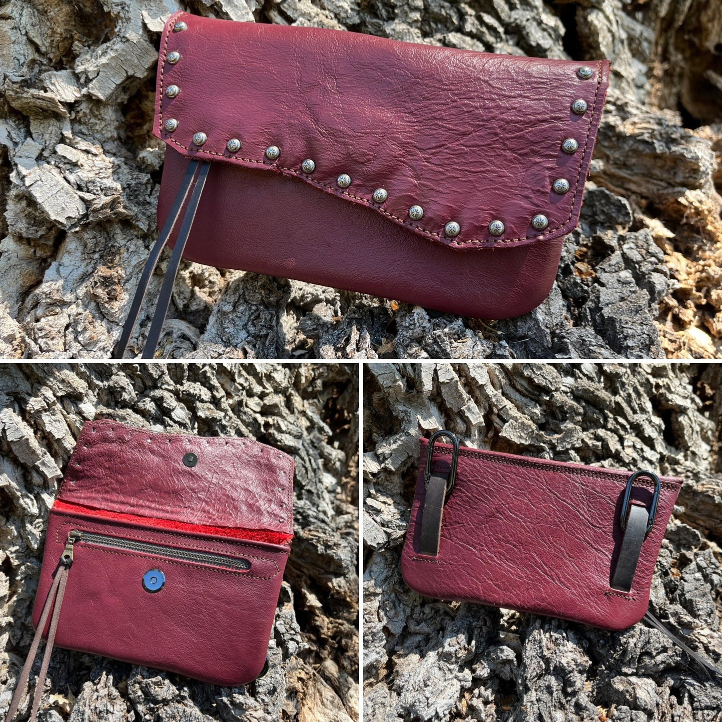 Hipster - Red Clay with Nickel Spots: Versatile Leather Phone Case