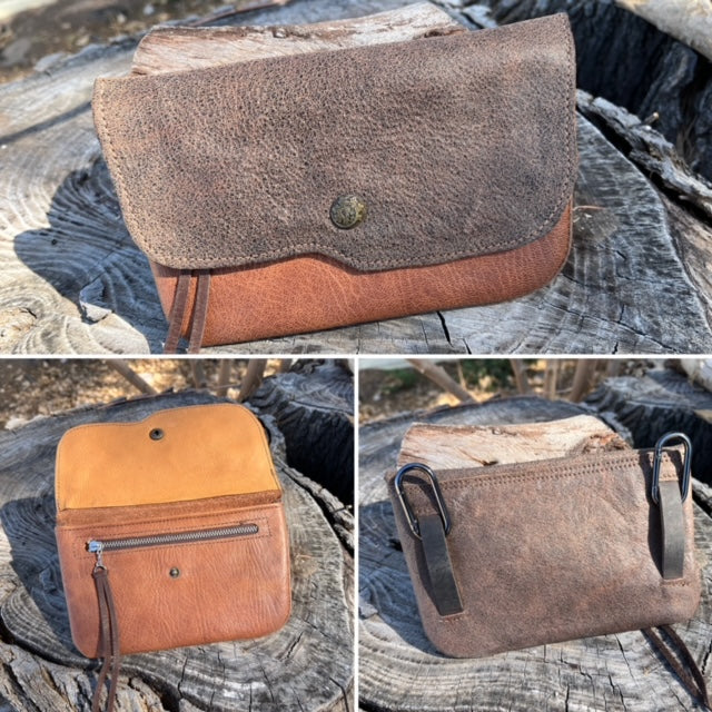 Hipster - Leather Phone Case/ Speckled Brown over Peanut
