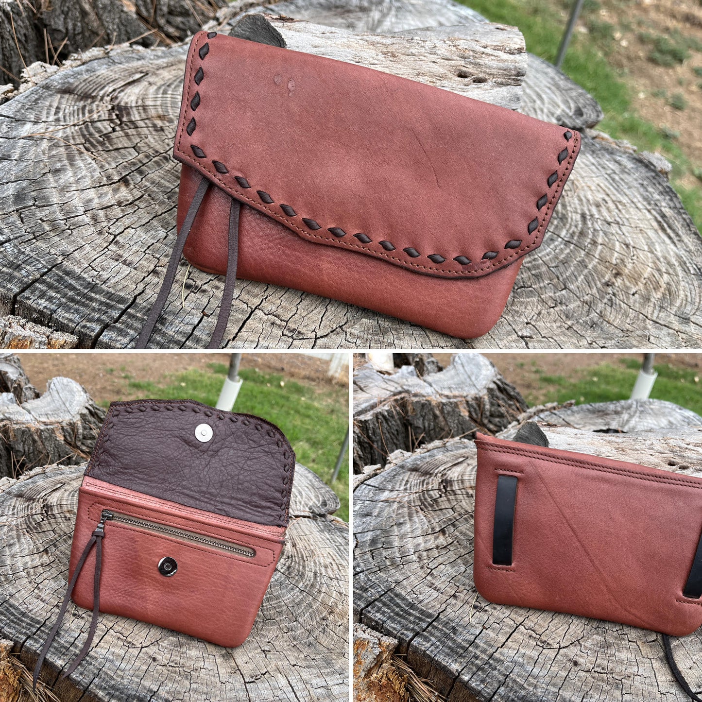 Hipster - Phone Case Dark Salmon with Smoke Buckstitch