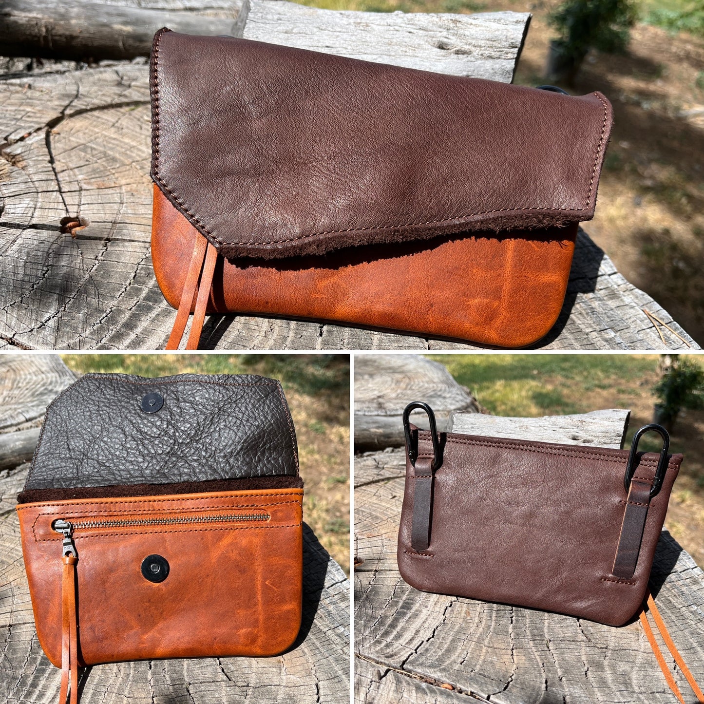 Hipster - Premium Leather Phone Case/ Chocolate over English tan