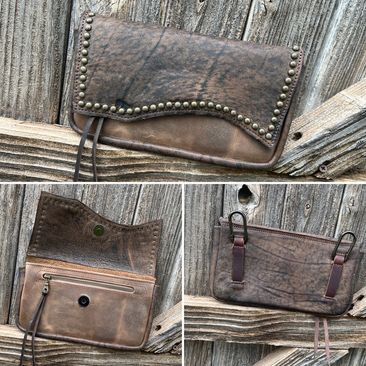 Hipster XL - Brown  LR over sand with antique brass spots