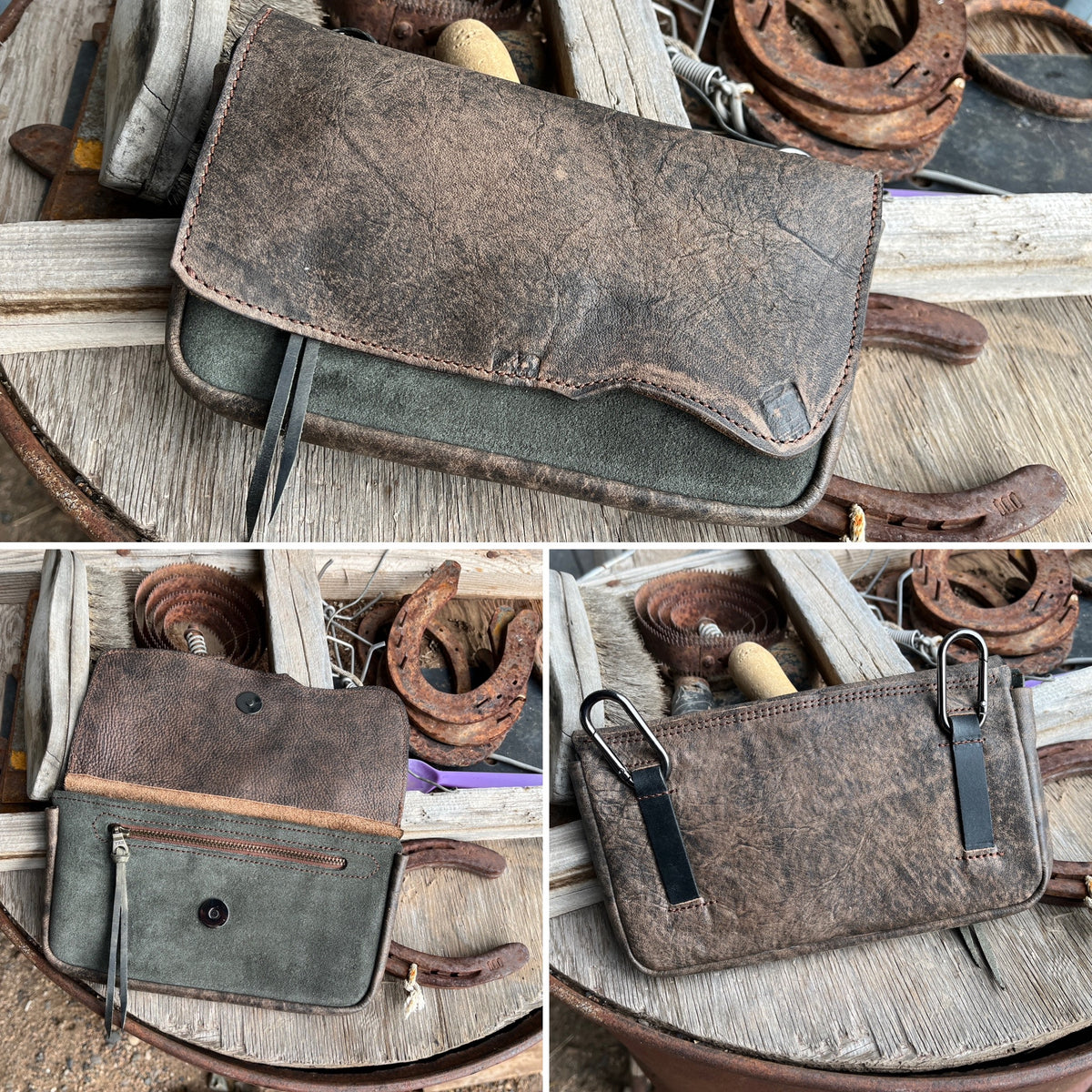 Hipster XL. Brown LR over moss suede