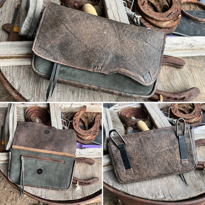 Hipster XL. Brown LR over moss suede