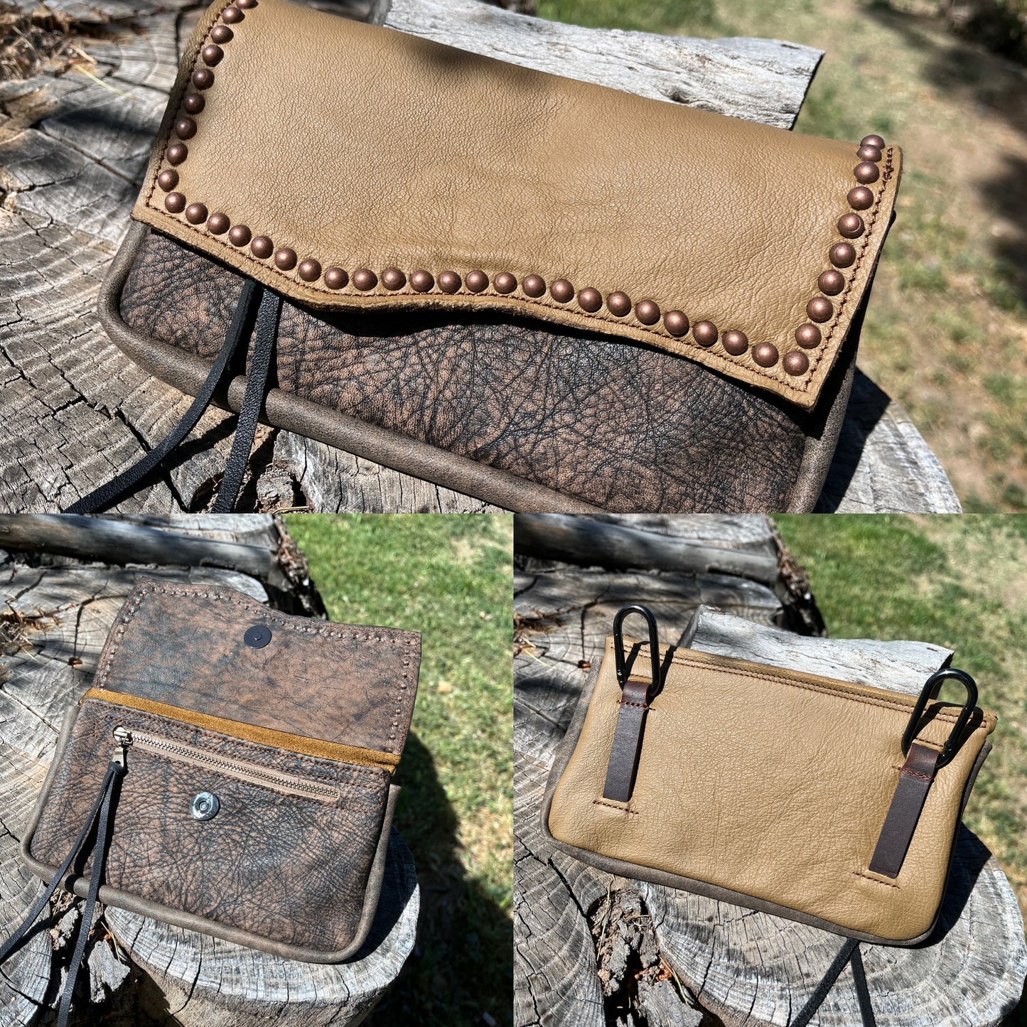 Hipster XL - Olive over brown LR with antique copper spots