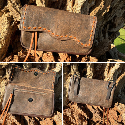 Hipster XL -Brown LR with caramel buckstitch