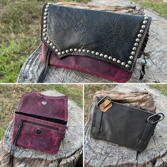 Hipster- Black over purple with silver spots