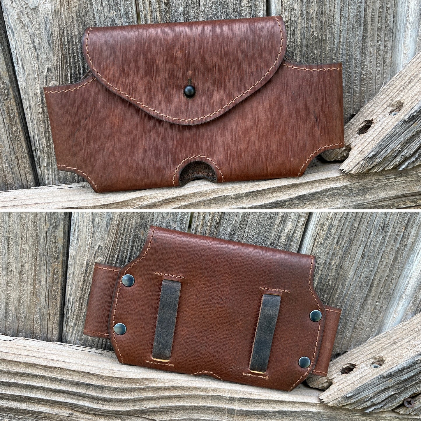 Phone holster - hair print brown leather
