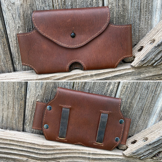 Phone holster - hair print brown leather