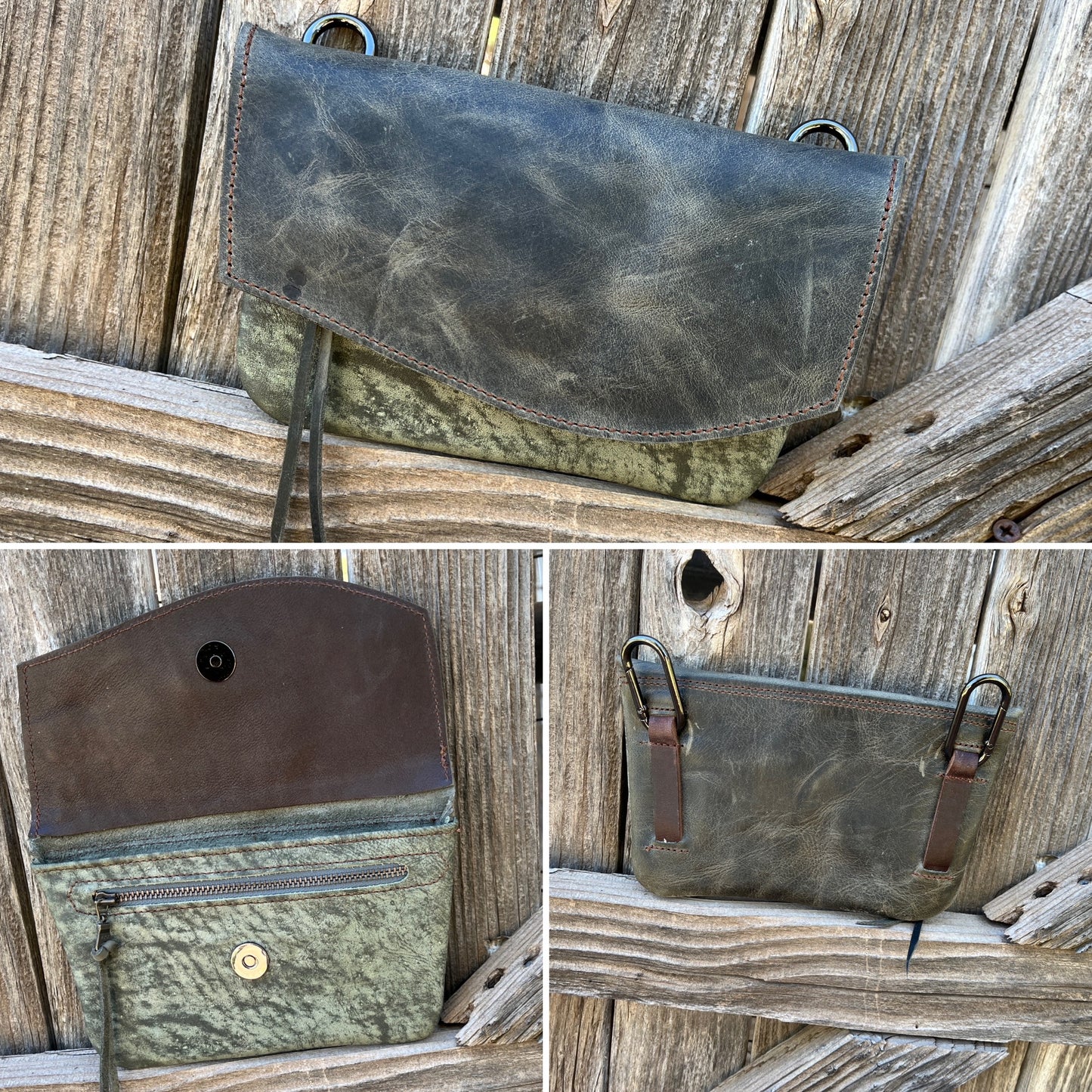 Hipster - Premium Leather Phone Case.  Moss over sage