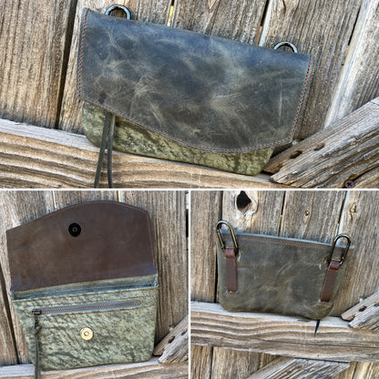 Hipster - Premium Leather Phone Case.  Moss over sage