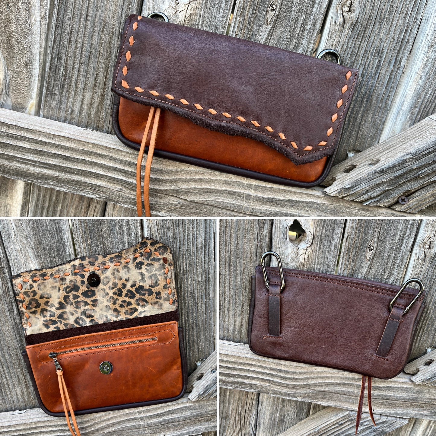 Hipster XL - Chocolare over English tan with caramel buckstitch