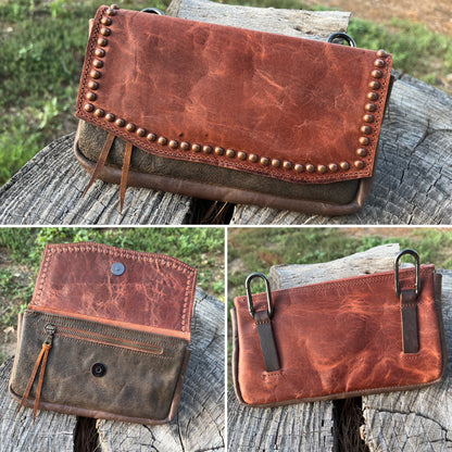 Hipster XL - English brown over brown with antique copper spots