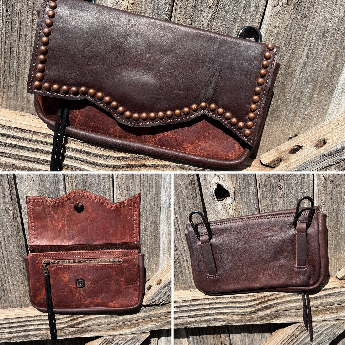 Hipster XL - Expresso over English brown with antique copper spots