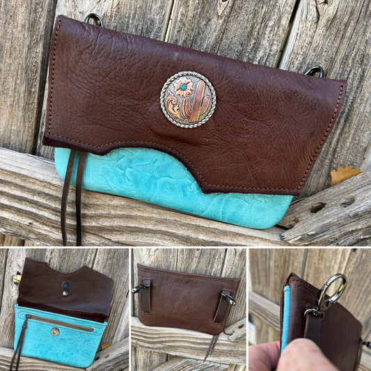 Hipster - Chocolate over Turquoise with Concho