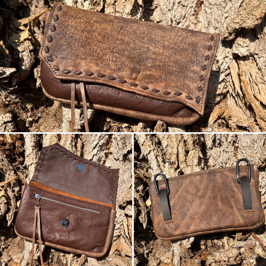 Hipster XL - Roan over Brown with Buckstitch
