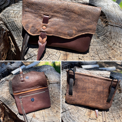 Hipster - Leather Phone Case Roan over Brown with tab