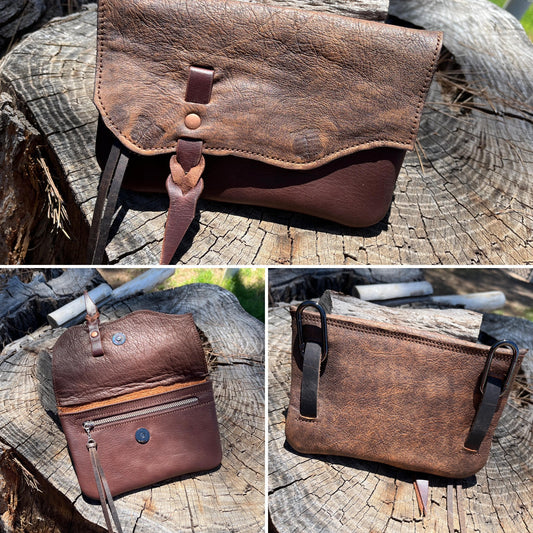 Hipster - Leather Phone Case Roan over Brown with tab