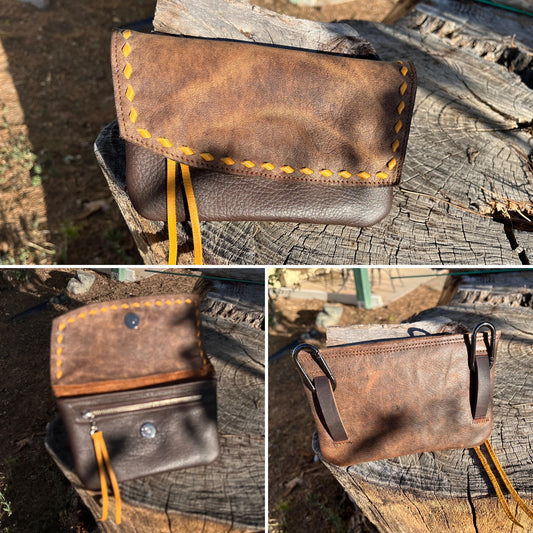 Hipster - Phone Case Roan over Brown w/deerskin buckstitch